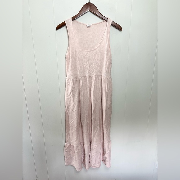 DRA light pink sleeveless tiered midi dress cotton breathable natural size S - Picture 1 of 6